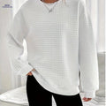 OAXG Women’s Waffle Knit Sweater - Long Sleeve, Casual Crew Neck   OAXG 