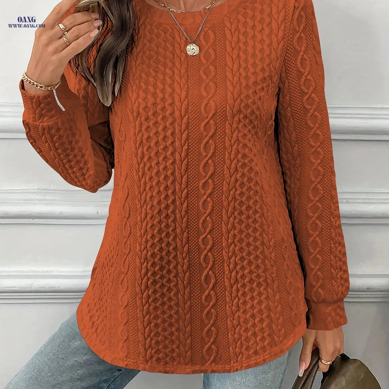 OAXG Women's Warm Double-Layer Sweatshirt - Casual Fall Style   OAXG White / S