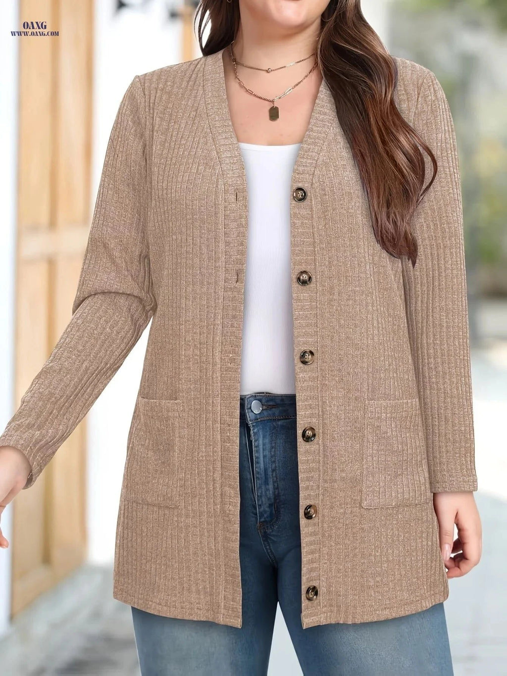 OAXG Women's Warm Fashion Cardigan - Elegant with Pockets   OAXG Black / S