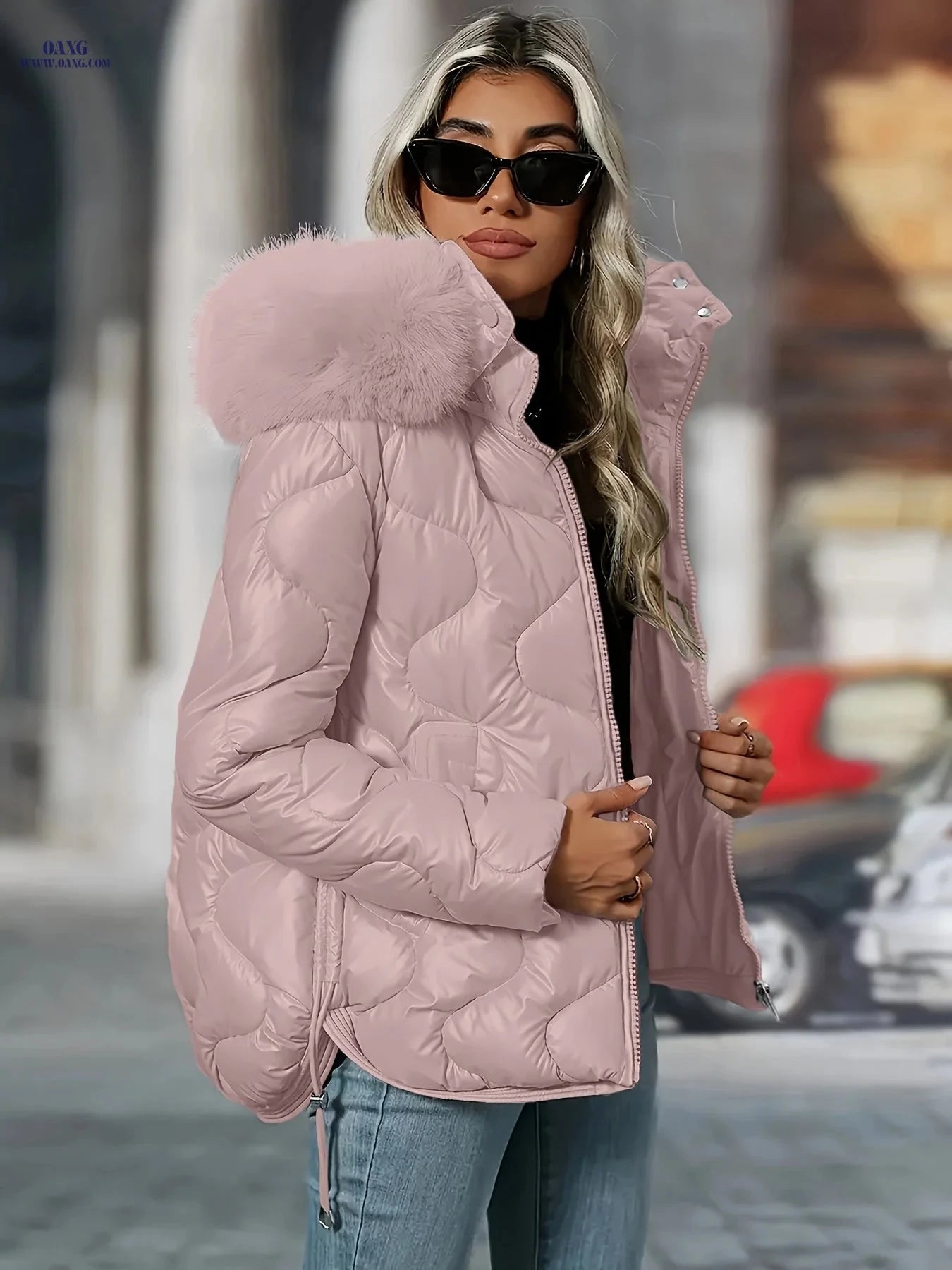 OAXG Women's Winter Jacket with Hood - Elegant Puffer Coat   OAXG 