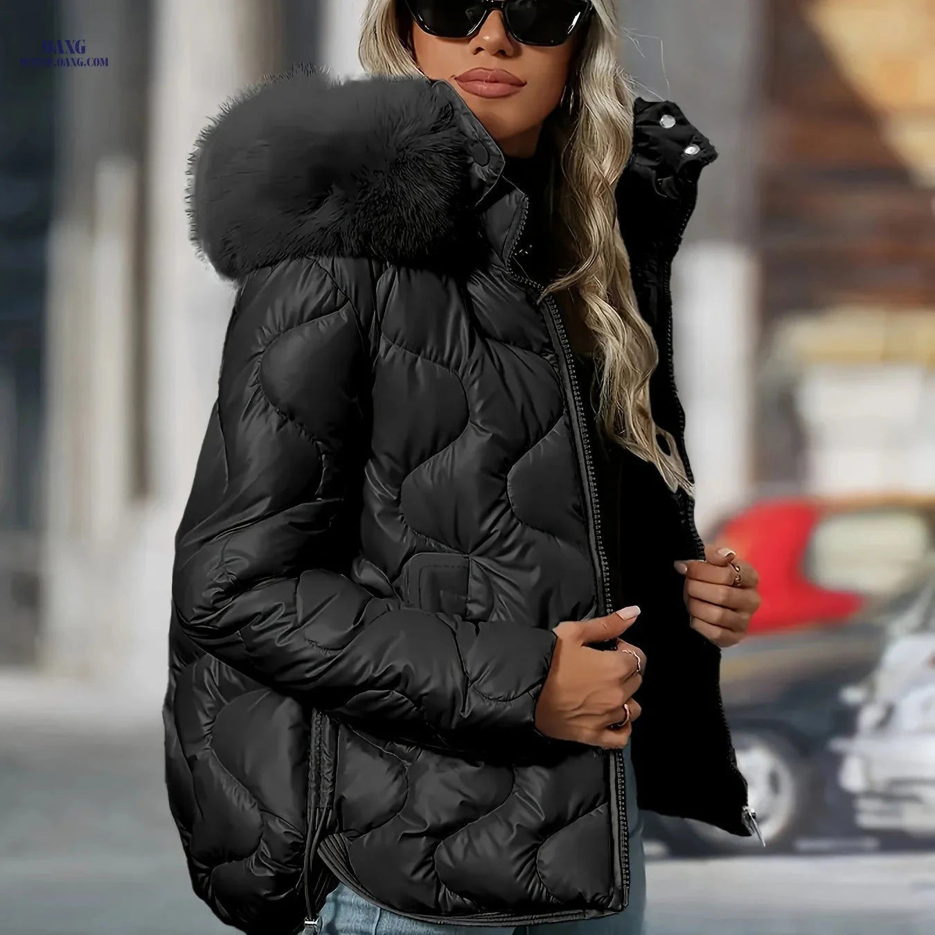 OAXG Women's Winter Jacket with Hood - Elegant Puffer Coat   OAXG 