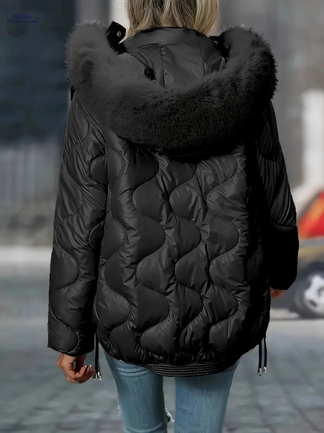 OAXG Women's Winter Jacket with Hood - Elegant Puffer Coat   OAXG 