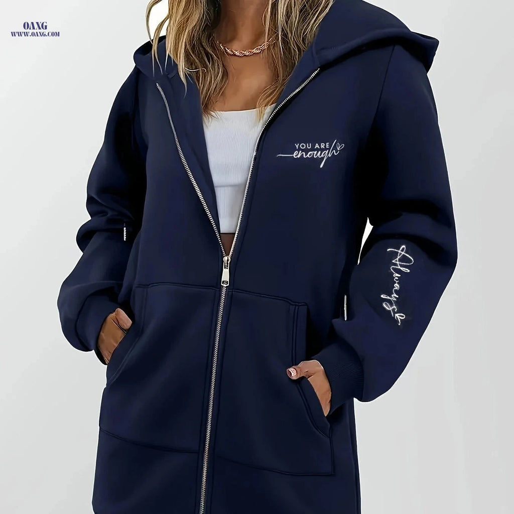 OAXG Women's Zip-Up Hoodie - Geometric Pattern, Micro Elasticity Fit   OAXG 
