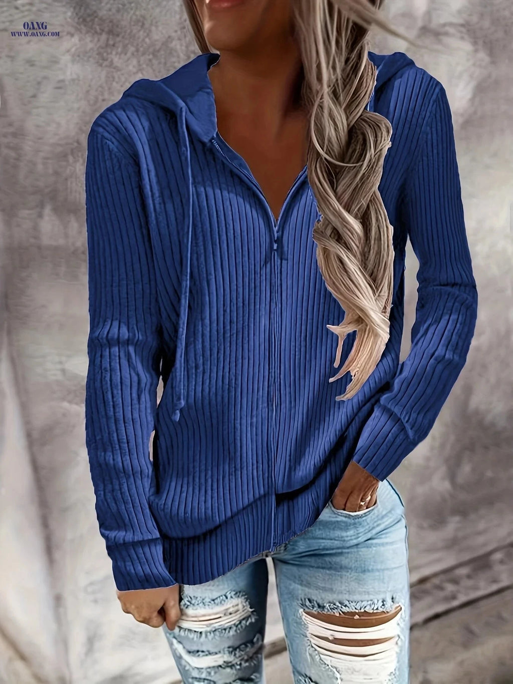 OAXG Women's Zip Up Hoodies - Casual Long Sleeve Sweatshirt   OAXG 