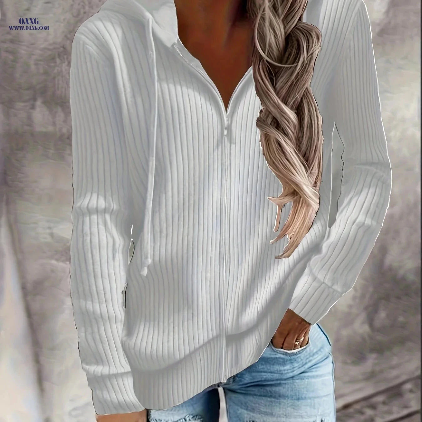 OAXG Women's Zip Up Hoodies - Casual Long Sleeve Sweatshirt   OAXG 