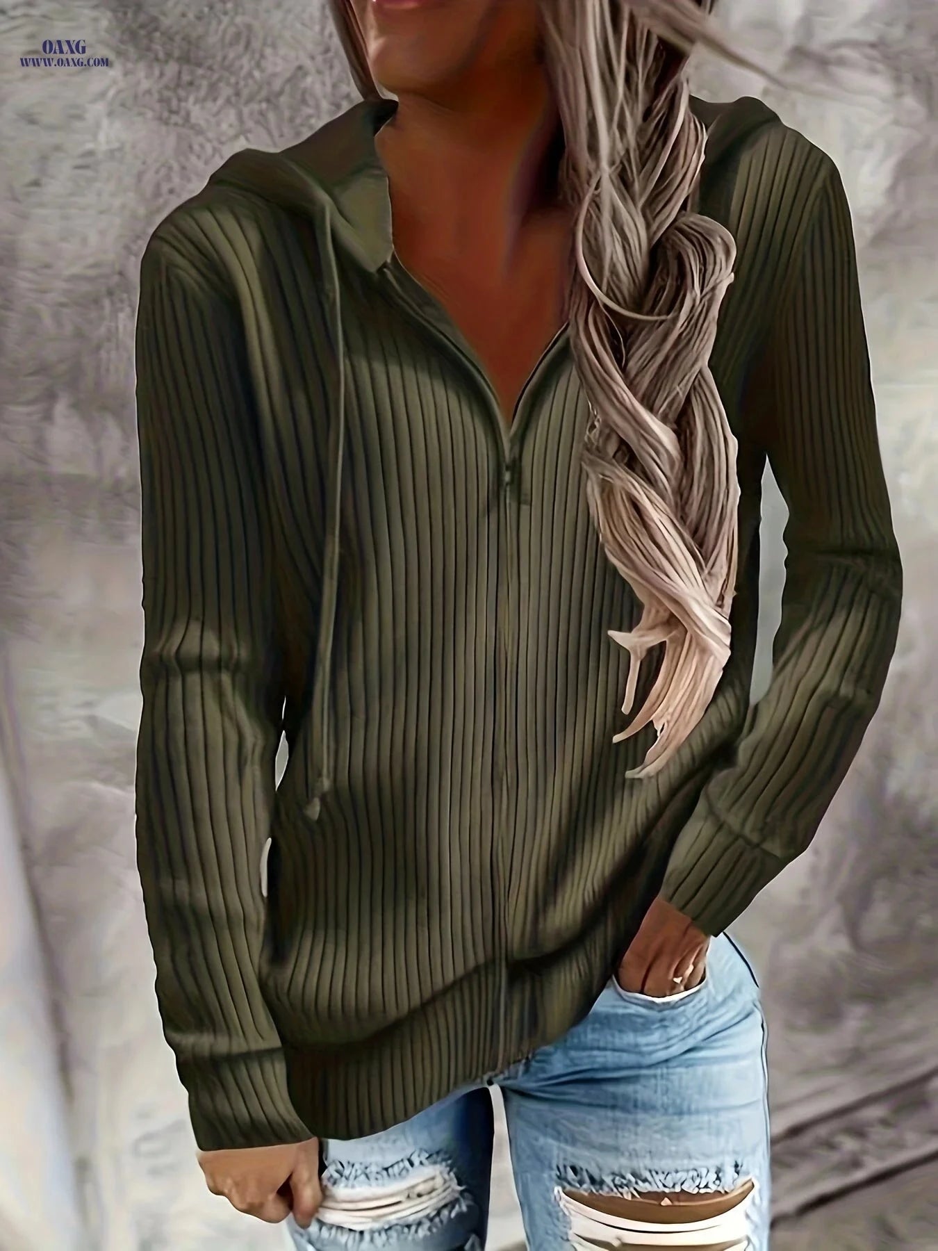 OAXG Women's Zip Up Hoodies - Casual Long Sleeve Sweatshirt   OAXG 