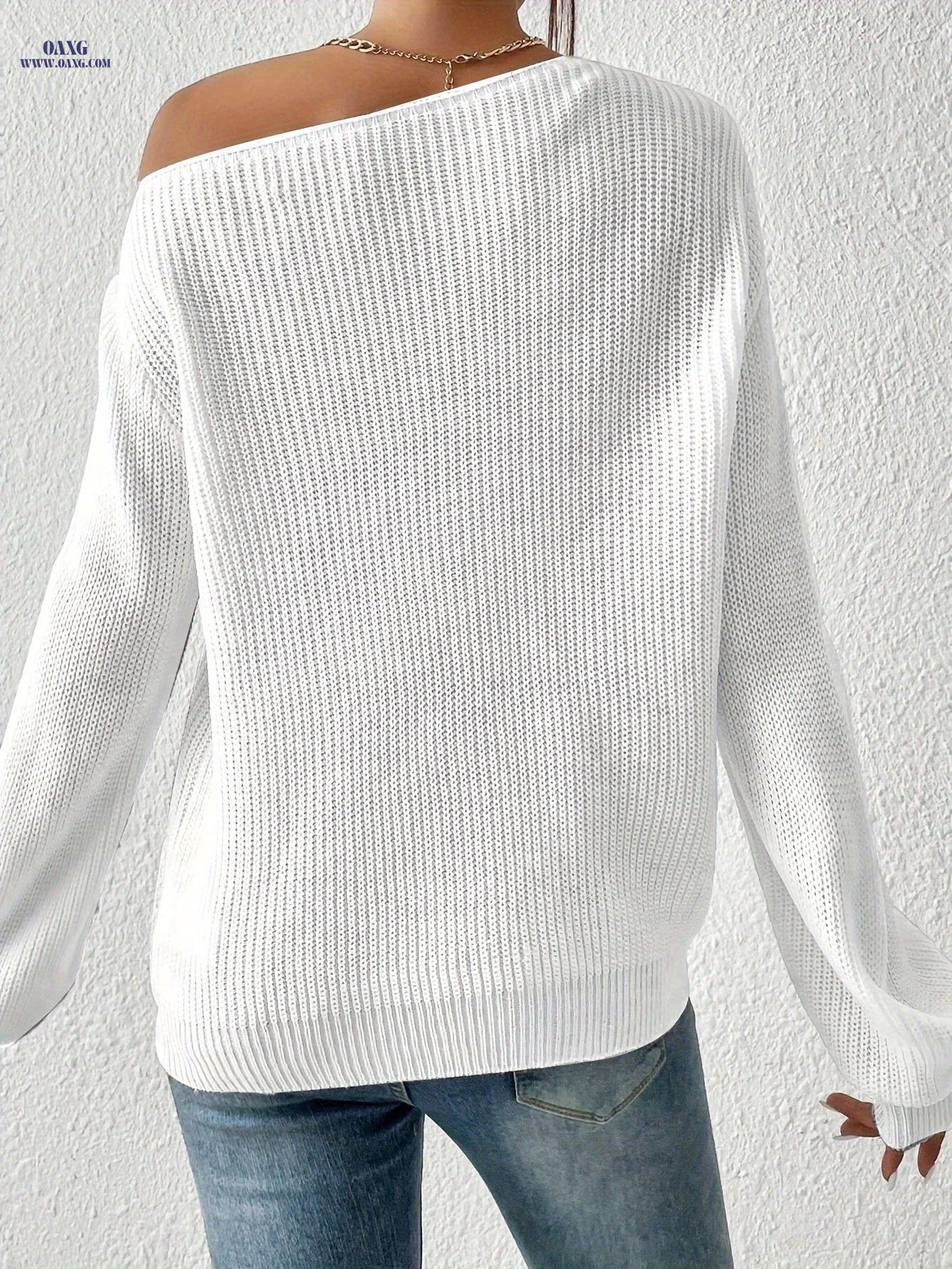 In Stock: New Stylish Women'S Casual Off-Shoulder Pullover   OAXG Red / S