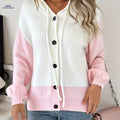 Women'S Color-Blocked Cardigan with a Hooded Design, Sweater Jacket   OAXG Mixed colors / S