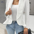 OAXG Women’s Long Sleeve Lapel Cardigan - Elegant Spring/Fall Coat   OAXG White / S