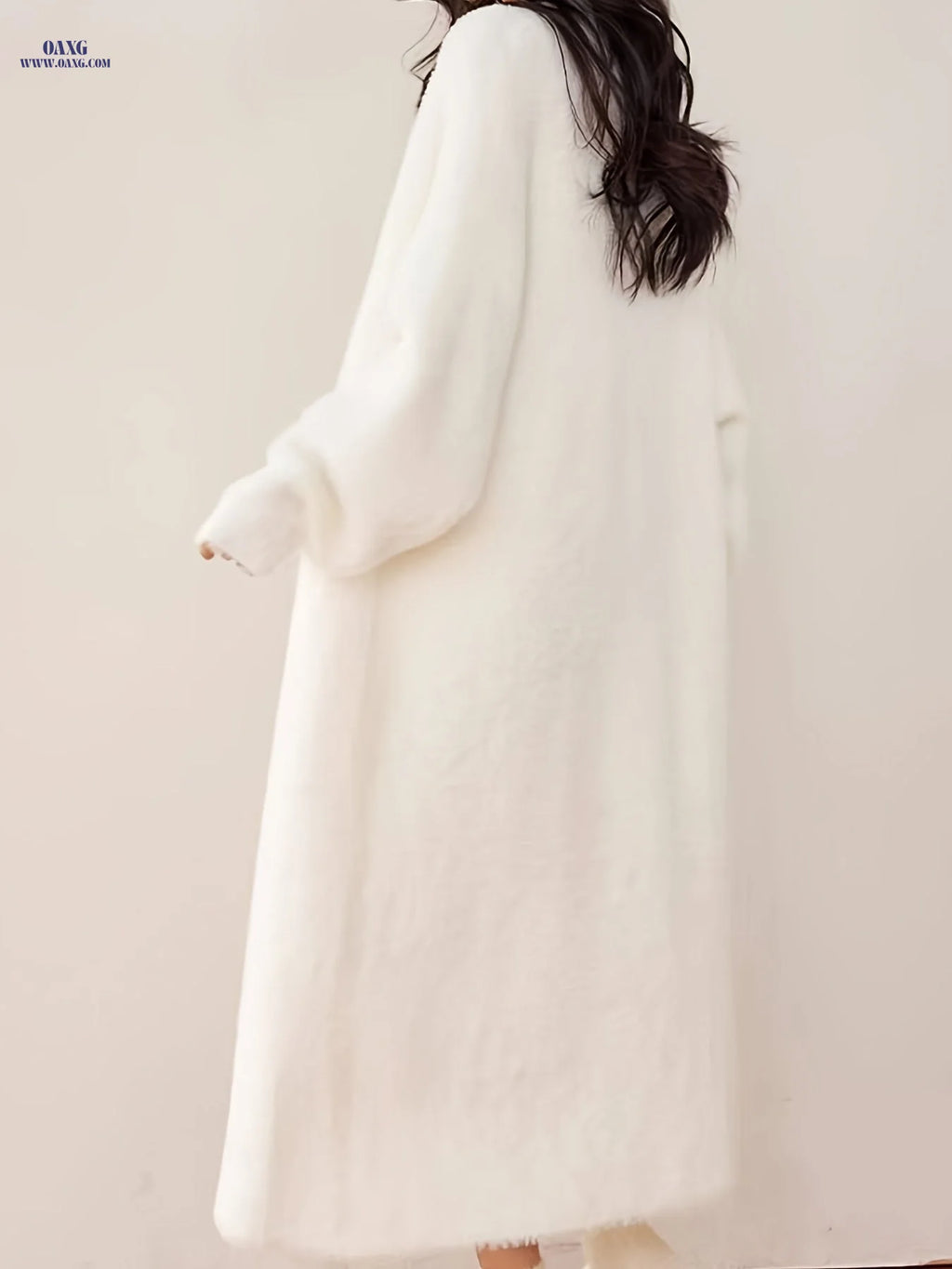 2025 Autumn/Winter New Arrival Mid-Length Buttonless Outerwear, Women's Fashion Korean Style Petite Lazy Look Faux Mink Soft White Cardigan   OAXG White / Asian S/M