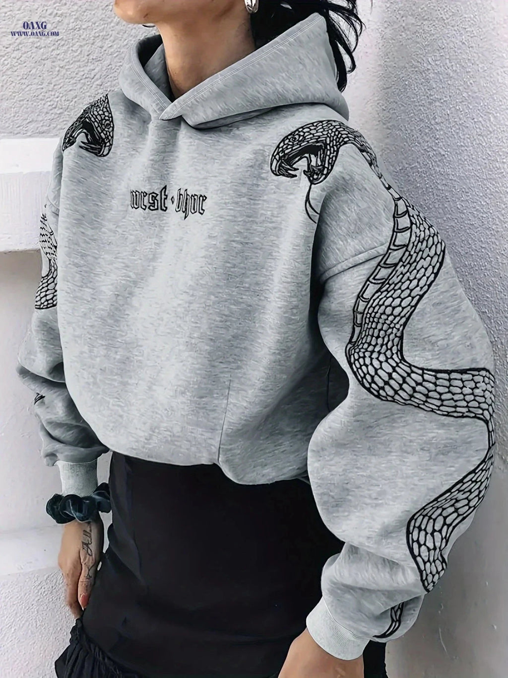OAXG Y2K Street Style Hooded Sweatshirt for Autumn/Winter Wear   OAXG 