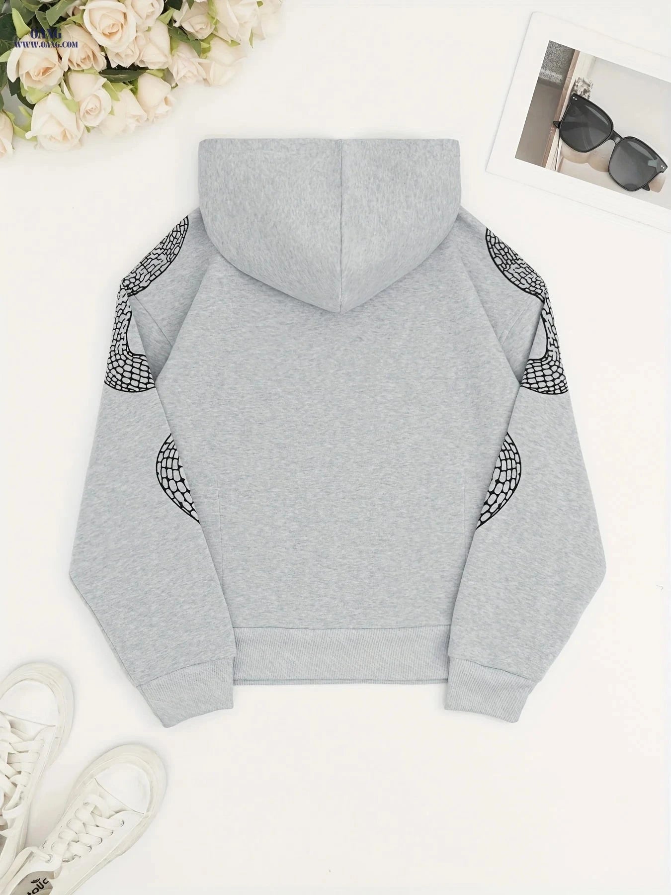 OAXG Y2K Street Style Hooded Sweatshirt for Autumn/Winter Wear   OAXG 