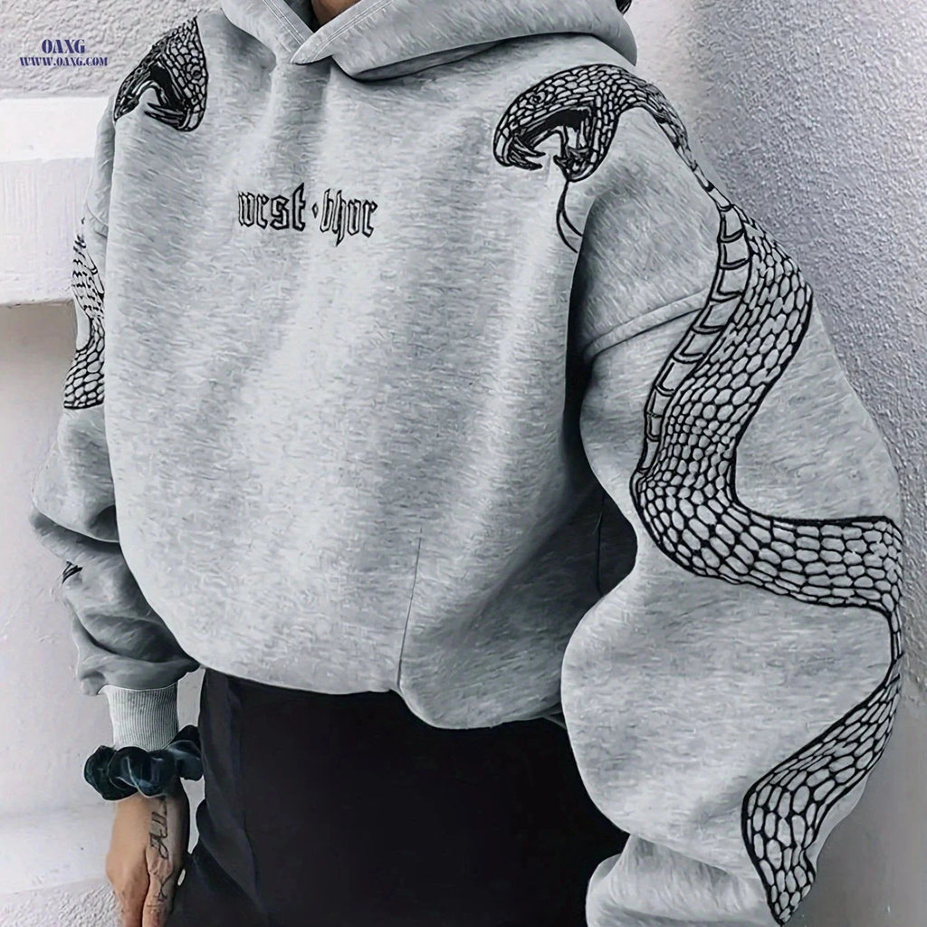 OAXG Y2K Street Style Hooded Sweatshirt for Autumn/Winter Wear   OAXG 