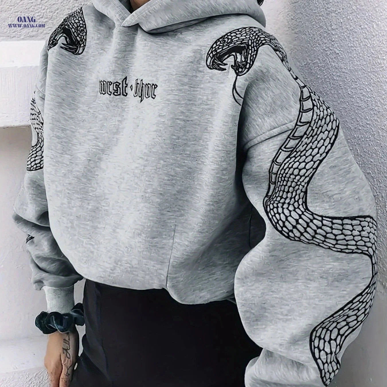 OAXG Y2K Street Style Hooded Sweatshirt for Autumn/Winter Wear   OAXG 