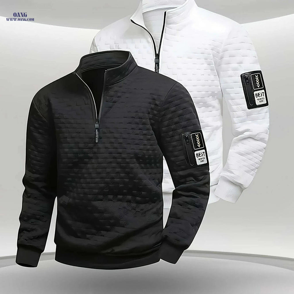 OBM Men's Full-Zip Henley Jacket - All-Season Casual Outerwear   OAXG 