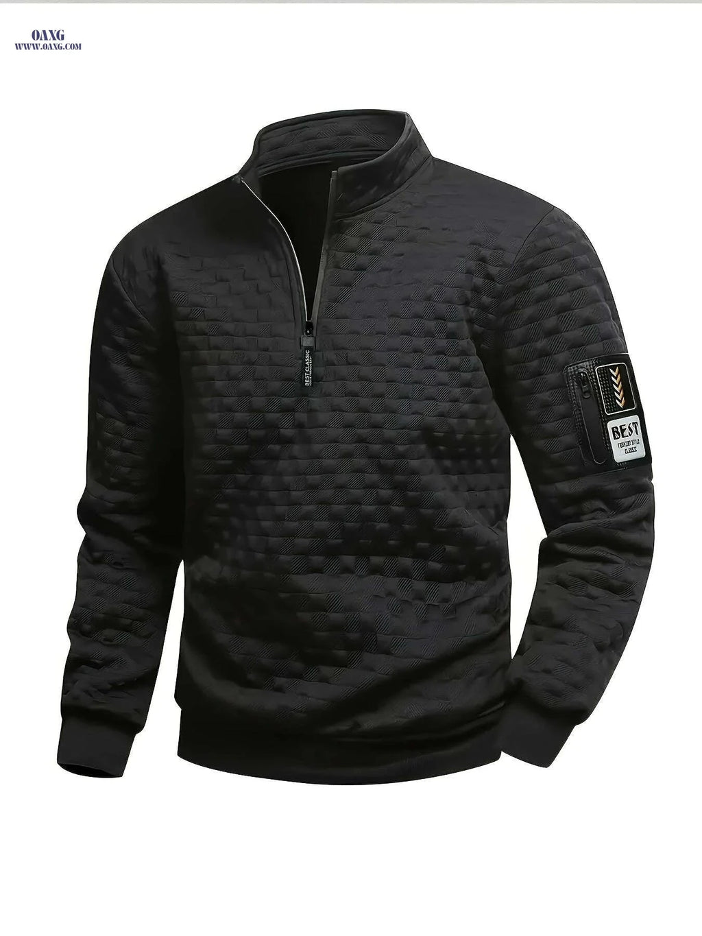 OBM Men's Full-Zip Henley Jacket - All-Season Casual Outerwear   OAXG Black / S