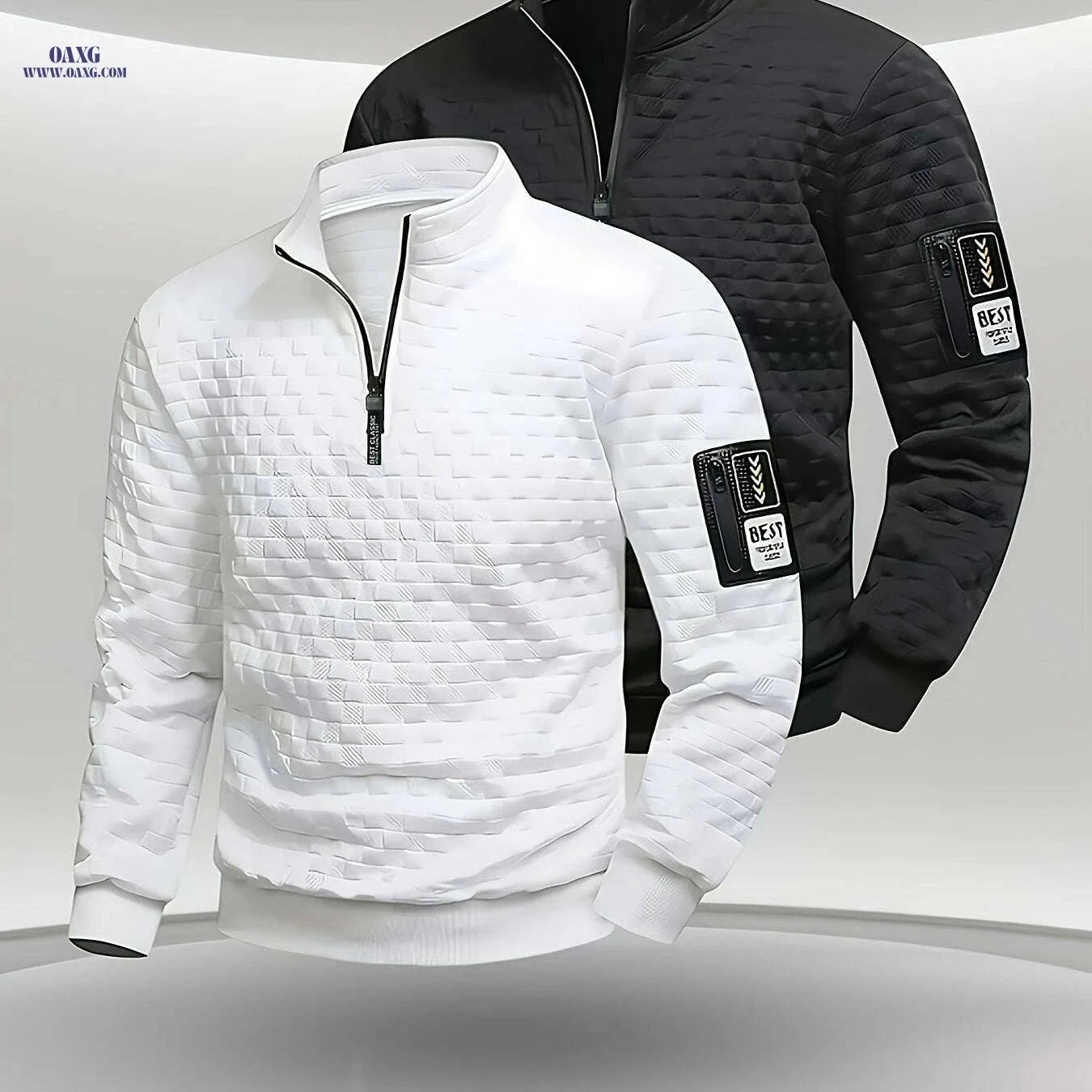 OBM Men's Full-Zip Henley Jacket - All-Season Casual Outerwear   OAXG 