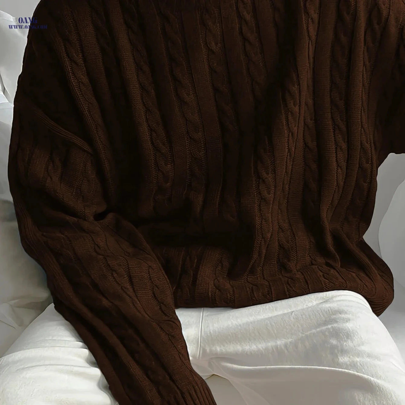 OBM Men’s Loose Fit Sweater - Trendy Round Neck for Fall/Winter   OAXG 