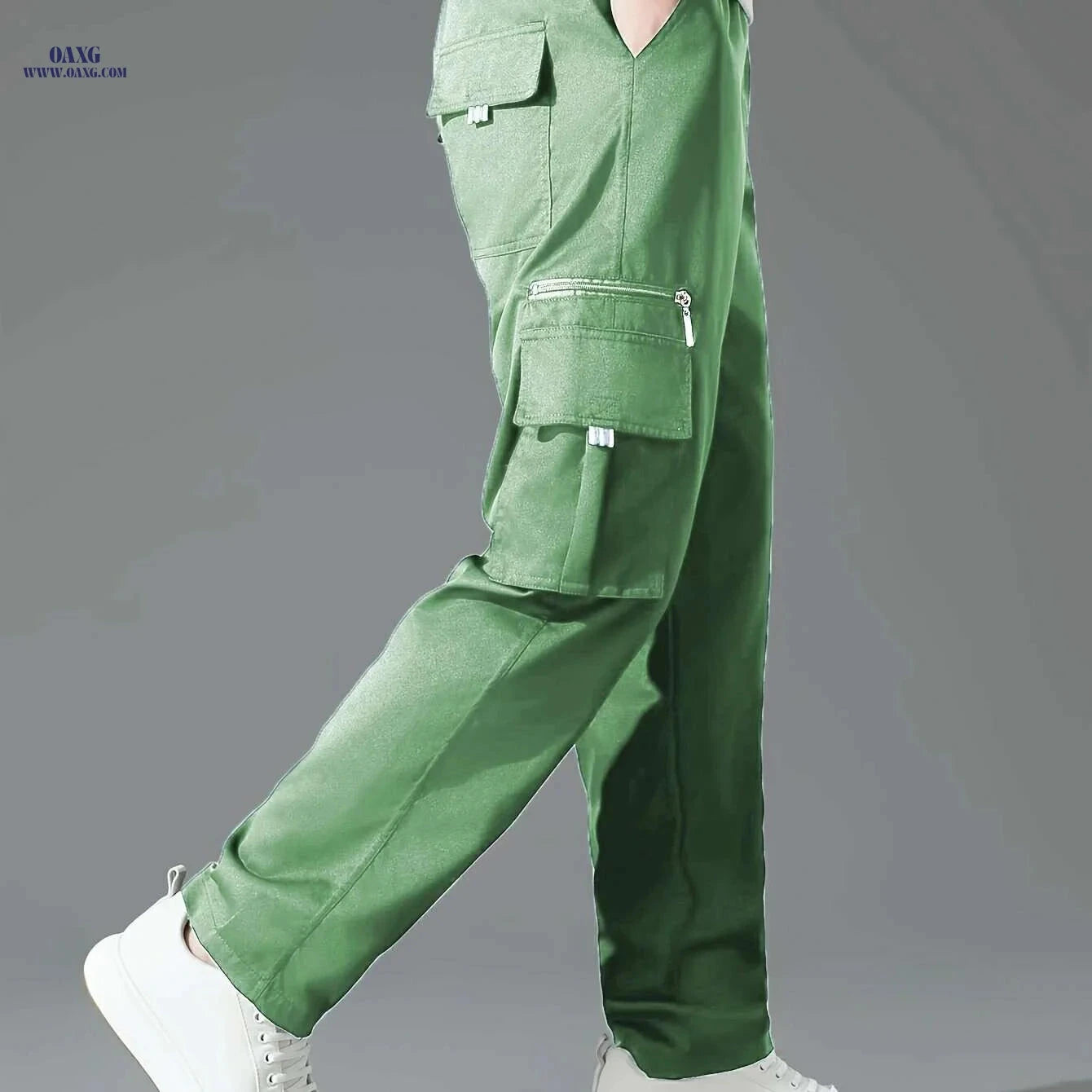 Olive Green Cargo Pants for Men - Loose Fit, Multiple Pockets Style   OAXG 