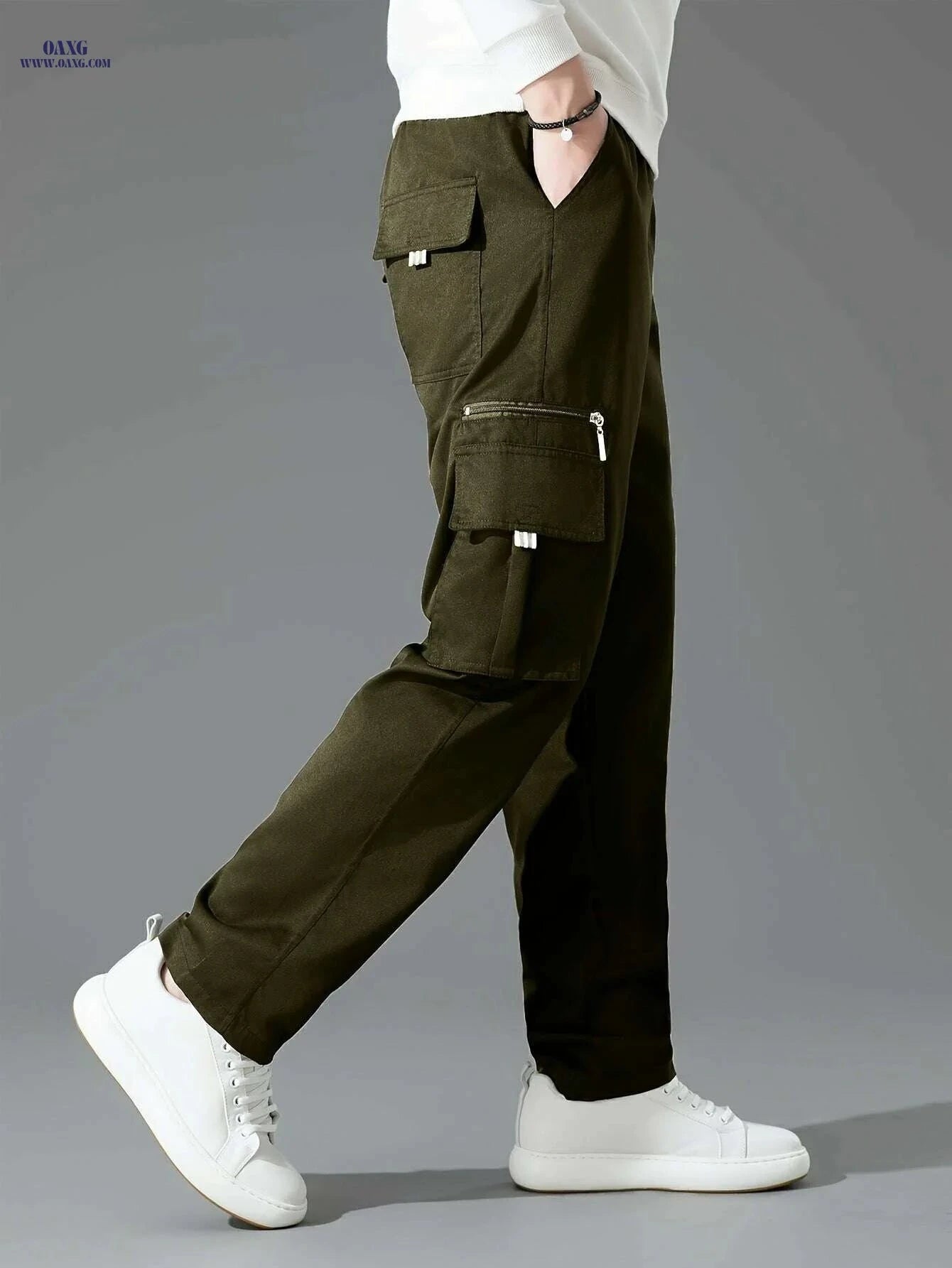 Olive Green Cargo Pants for Men - Loose Fit, Multiple Pockets Style   OAXG Royal Blue / S