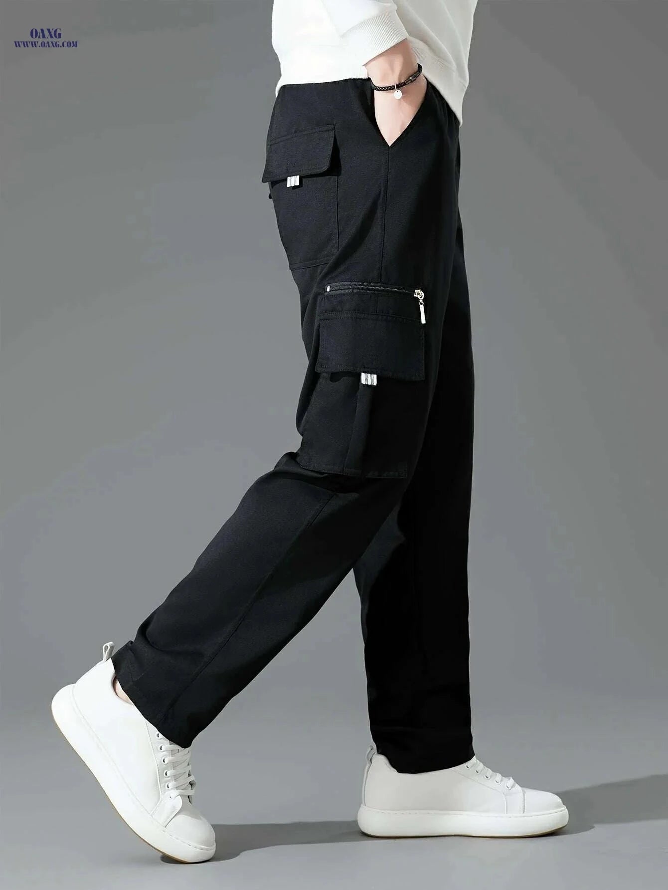 Olive Green Cargo Pants for Men - Loose Fit, Multiple Pockets Style   OAXG Royal Blue / S
