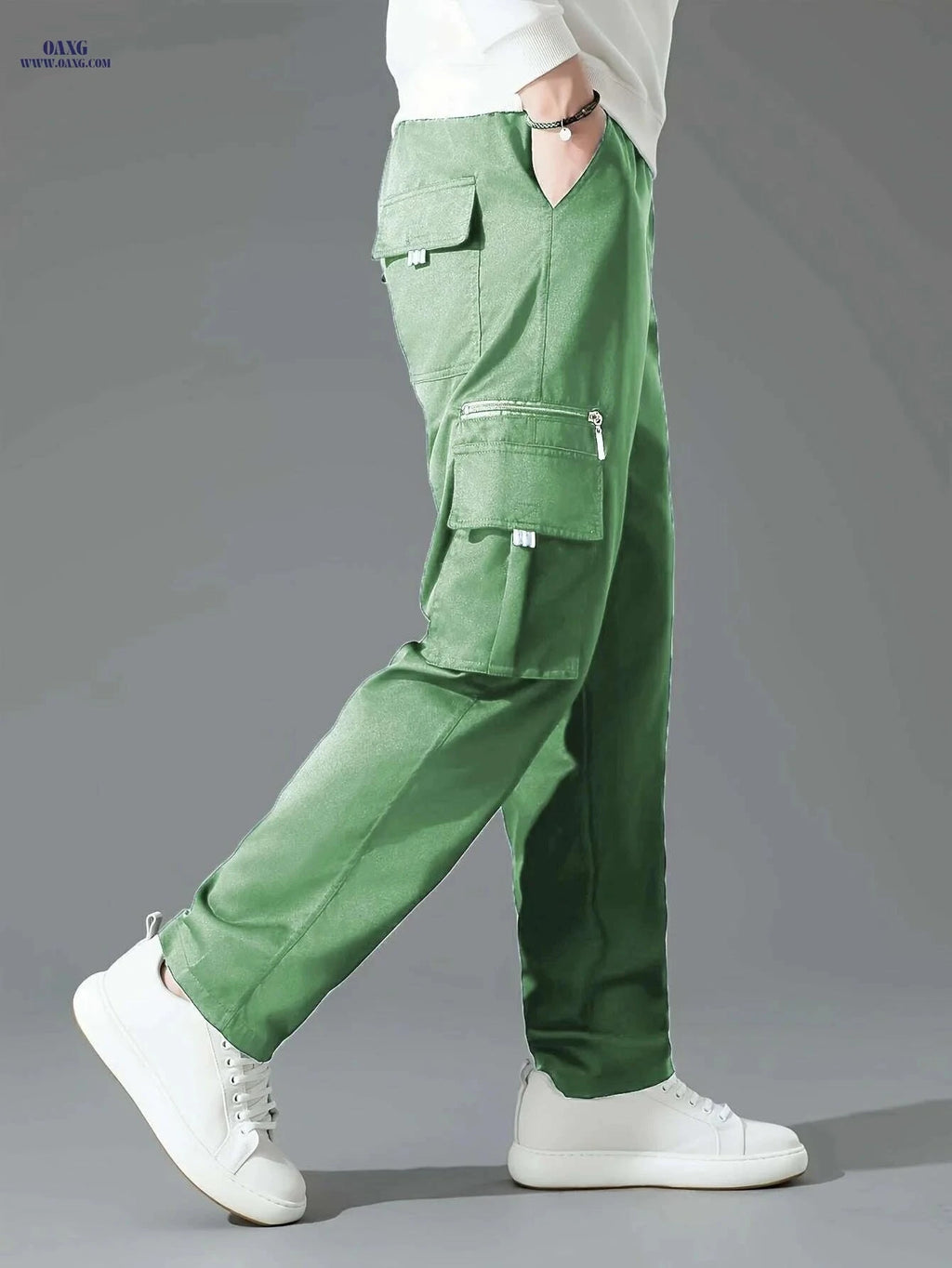 Olive Green Cargo Pants for Men - Loose Fit, Multiple Pockets Style   OAXG Royal Blue / S