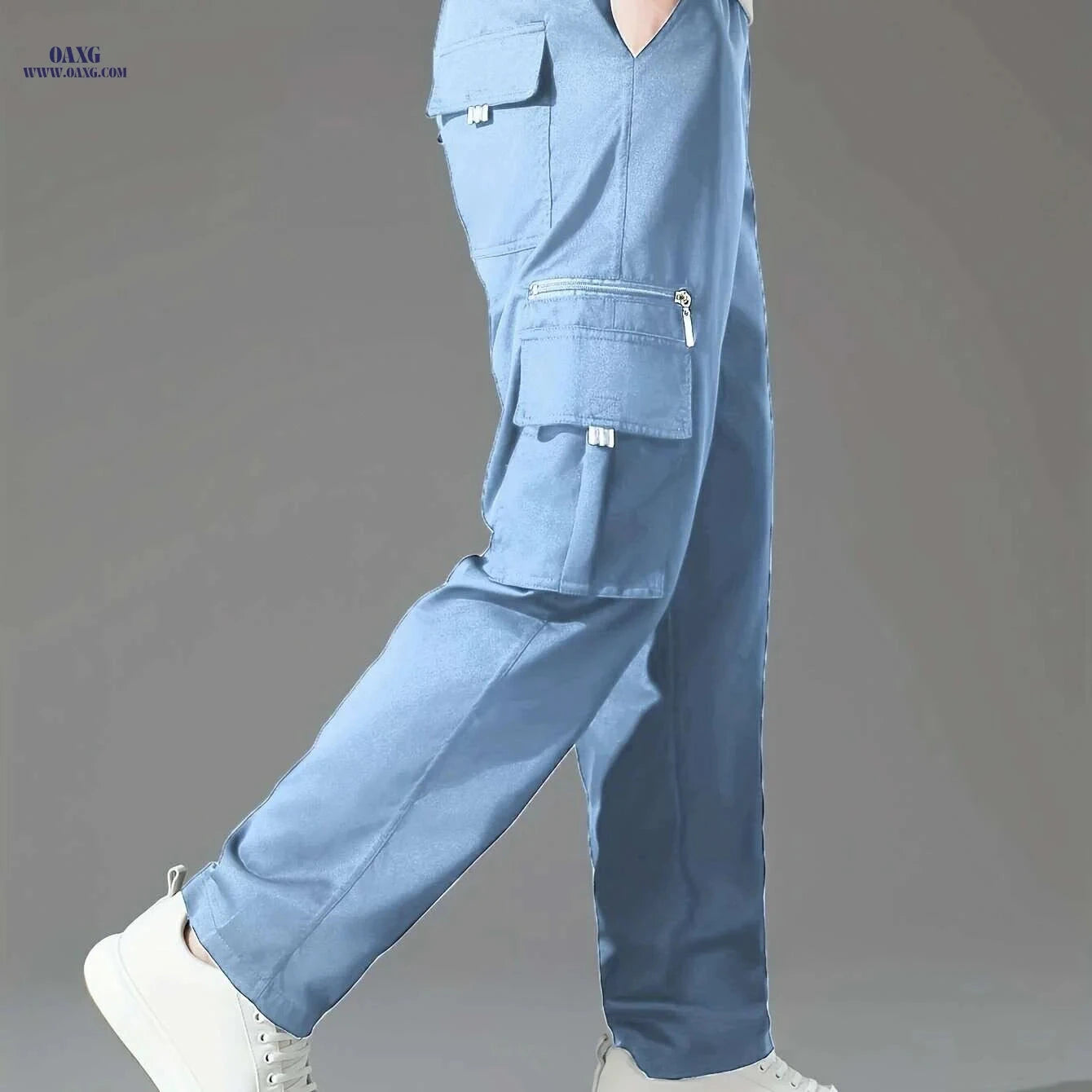 Olive Green Cargo Pants for Men - Loose Fit, Multiple Pockets Style   OAXG Royal Blue / S