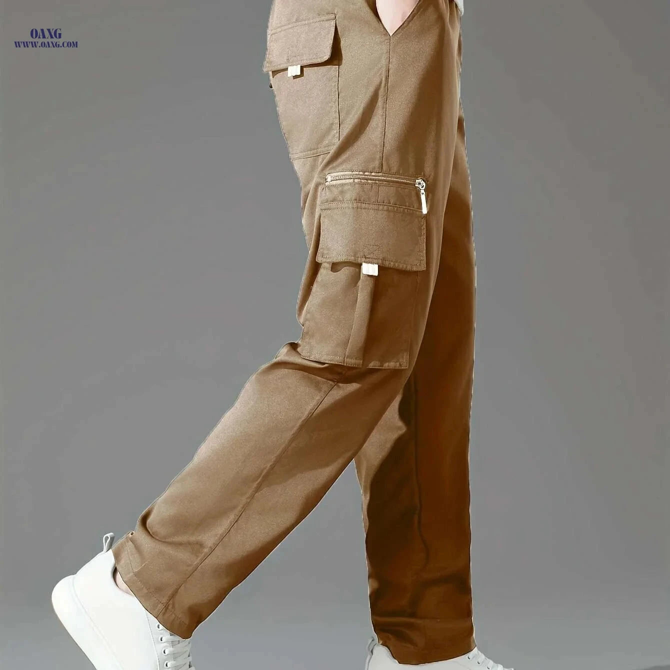 Olive Green Cargo Pants for Men - Loose Fit, Multiple Pockets Style   OAXG 