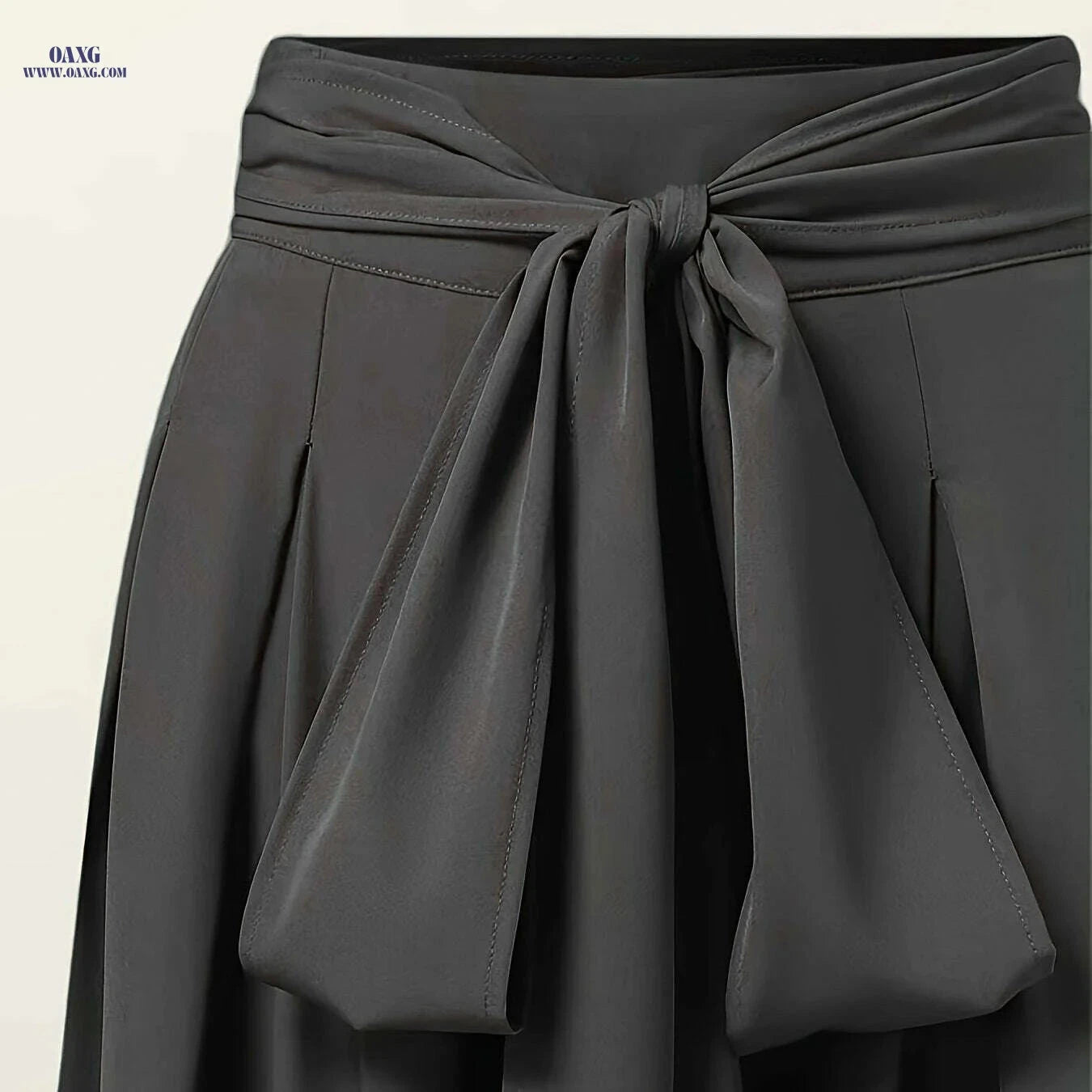 Olive Green Wide-Leg Trousers - Belted Waist for Casual & Office   OAXG 