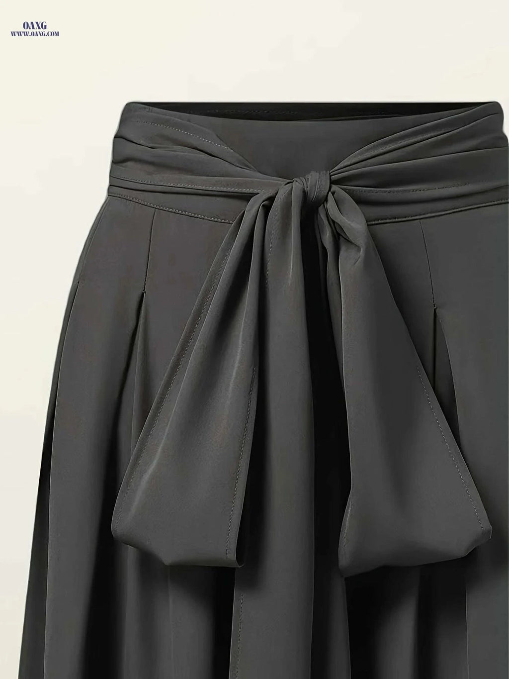 Olive Green Wide-Leg Trousers - Belted Waist for Casual & Office   OAXG 