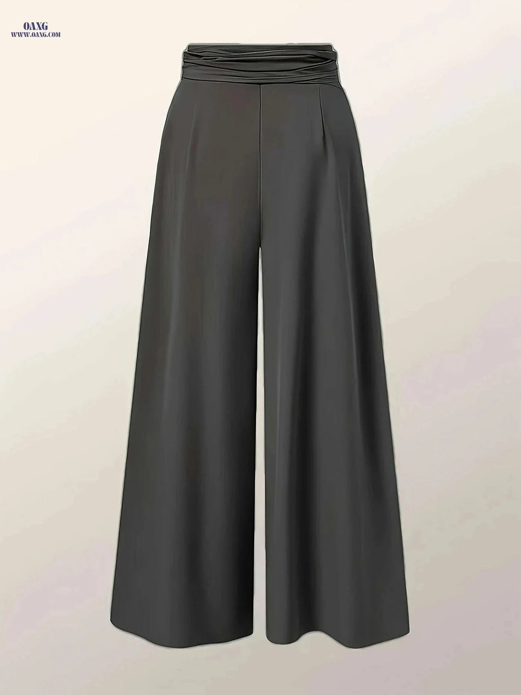 Olive Green Wide-Leg Trousers - Belted Waist for Casual & Office   OAXG 
