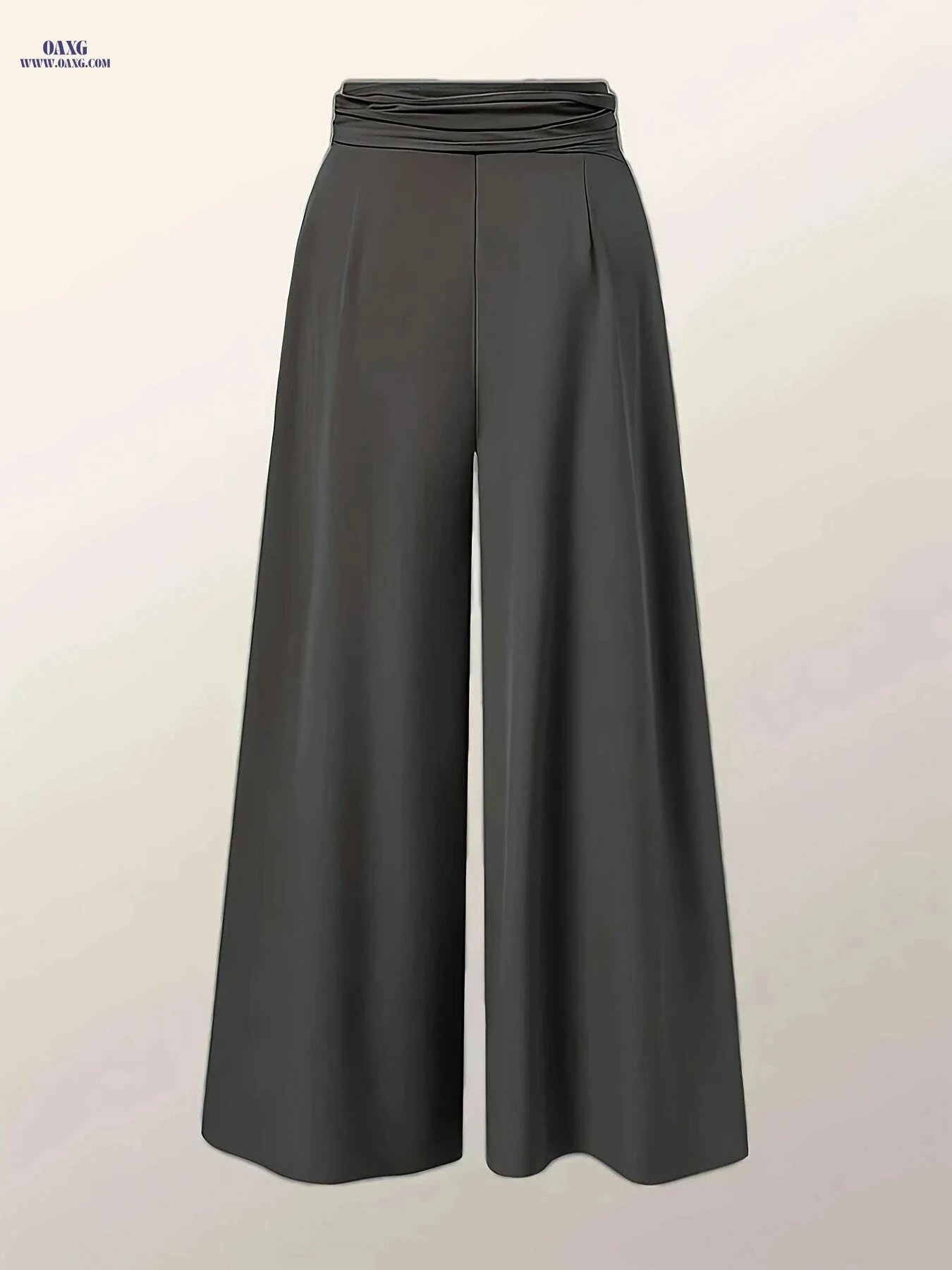 Olive Green Wide-Leg Trousers - Belted Waist for Casual & Office   OAXG 