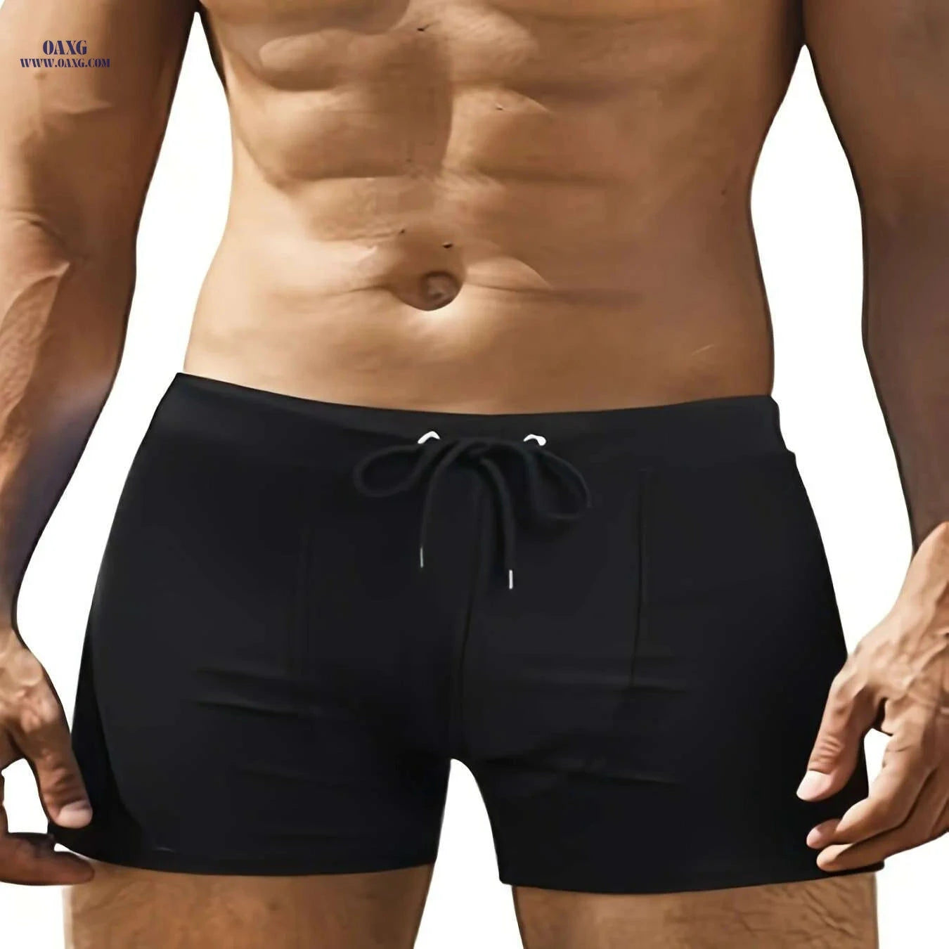 OUDASI Men's Solid Color Skinny Sports Shorts - High Stretch & Drawstring   OAXG 