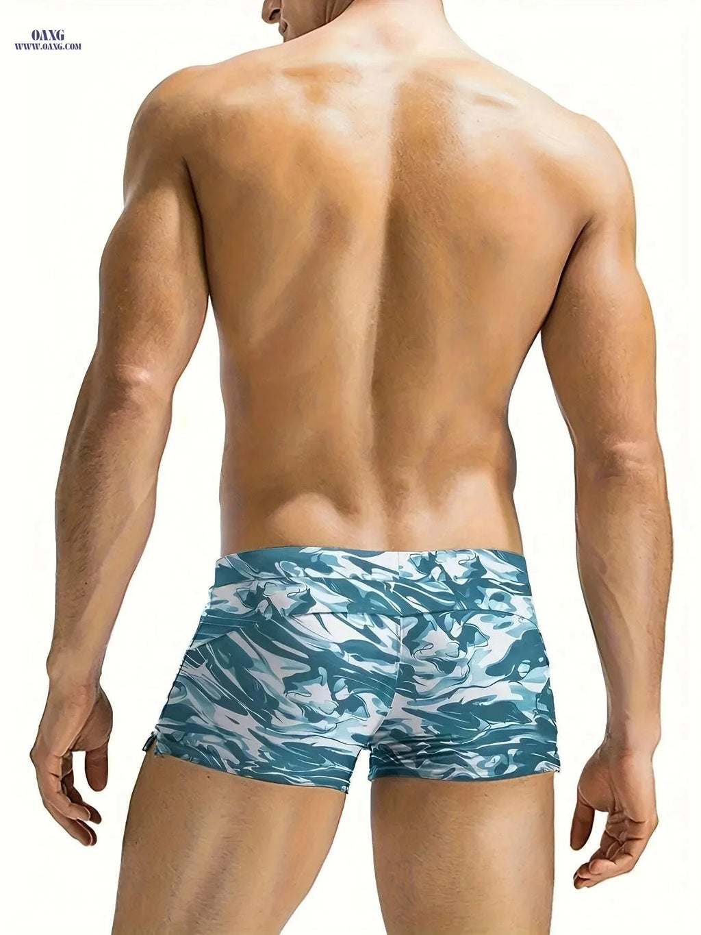 OUDASI Stylish Men's Swim Trunks - Low-Rise, Unique Print Design   OAXG Sky Blue / S