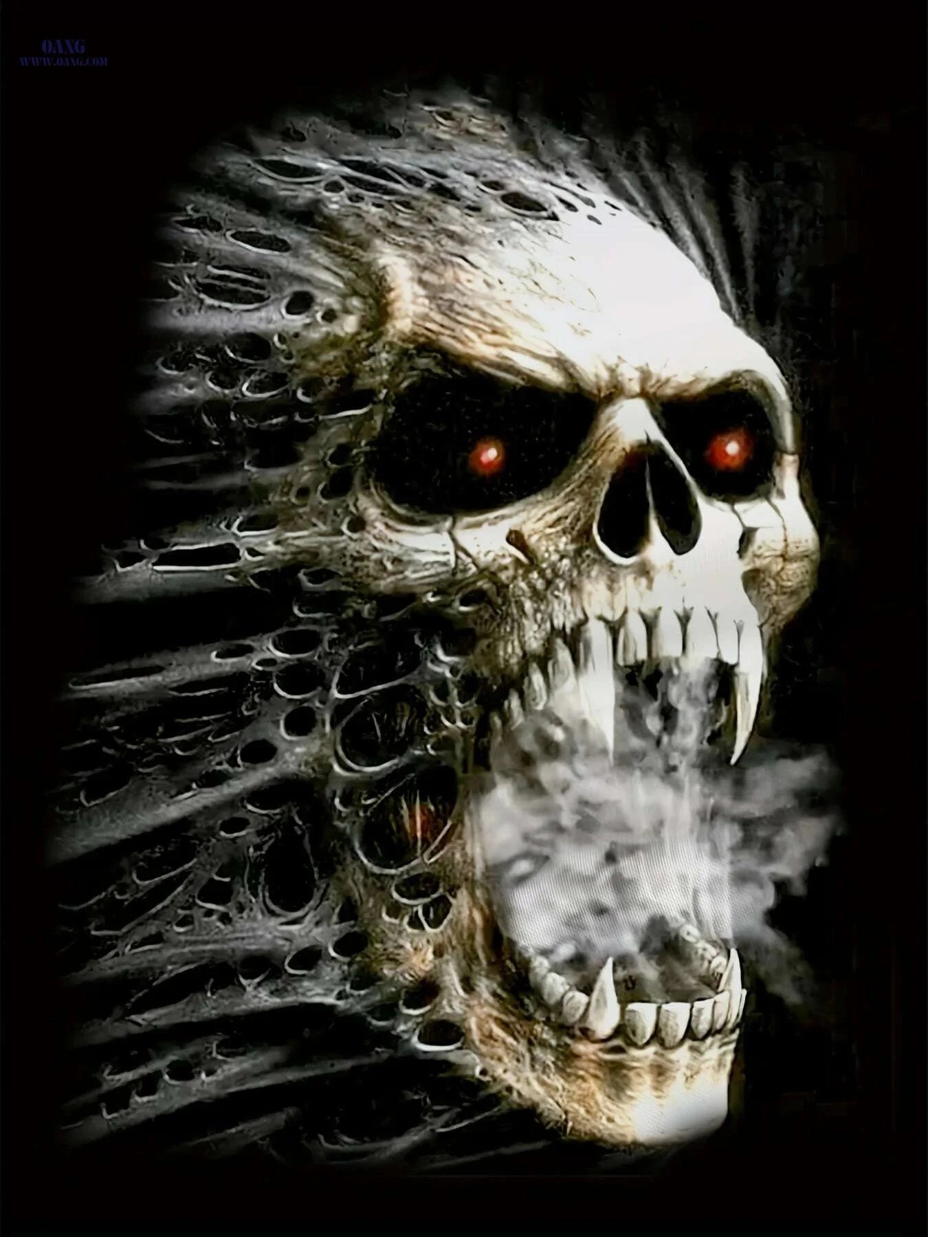 Oversized Horror Skull T-Shirt for Men - Casual Short Sleeve Tee   OAXG White / S