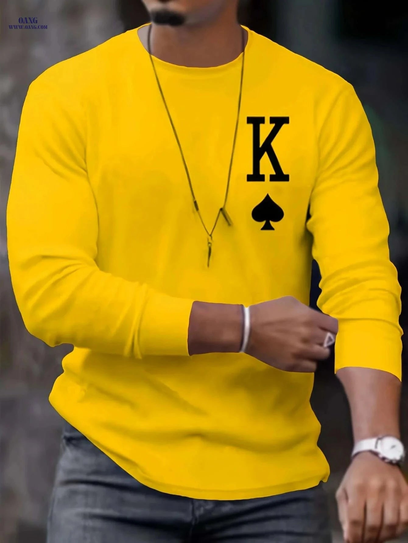 Oversized Mustard T-Shirt with K-King Print - Casual & Comfy Fit   OAXG 