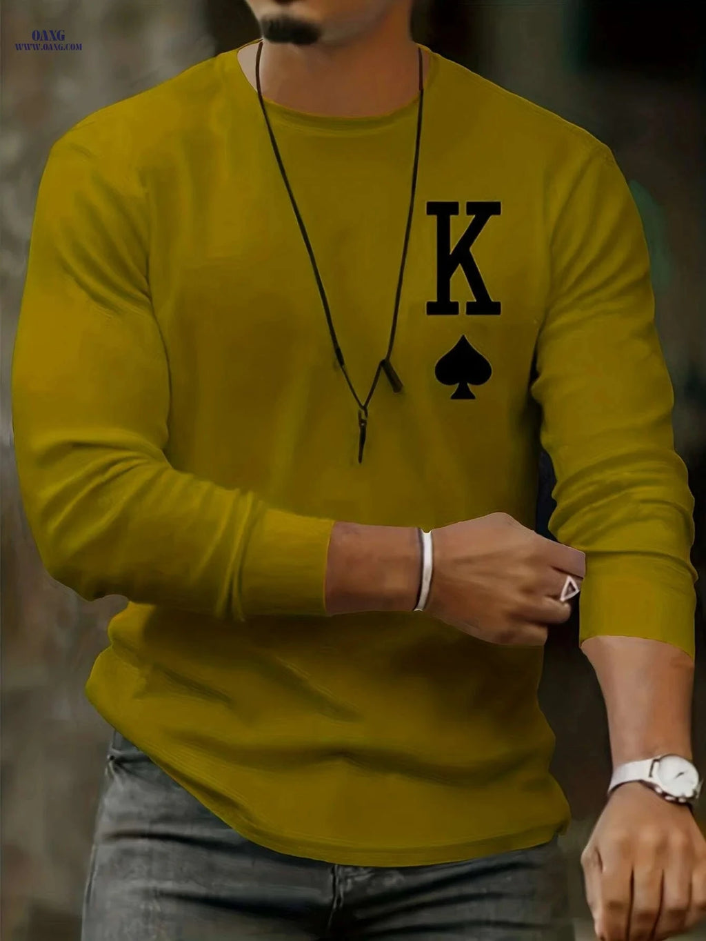 Oversized Mustard T-Shirt with K-King Print - Casual & Comfy Fit   OAXG White / S