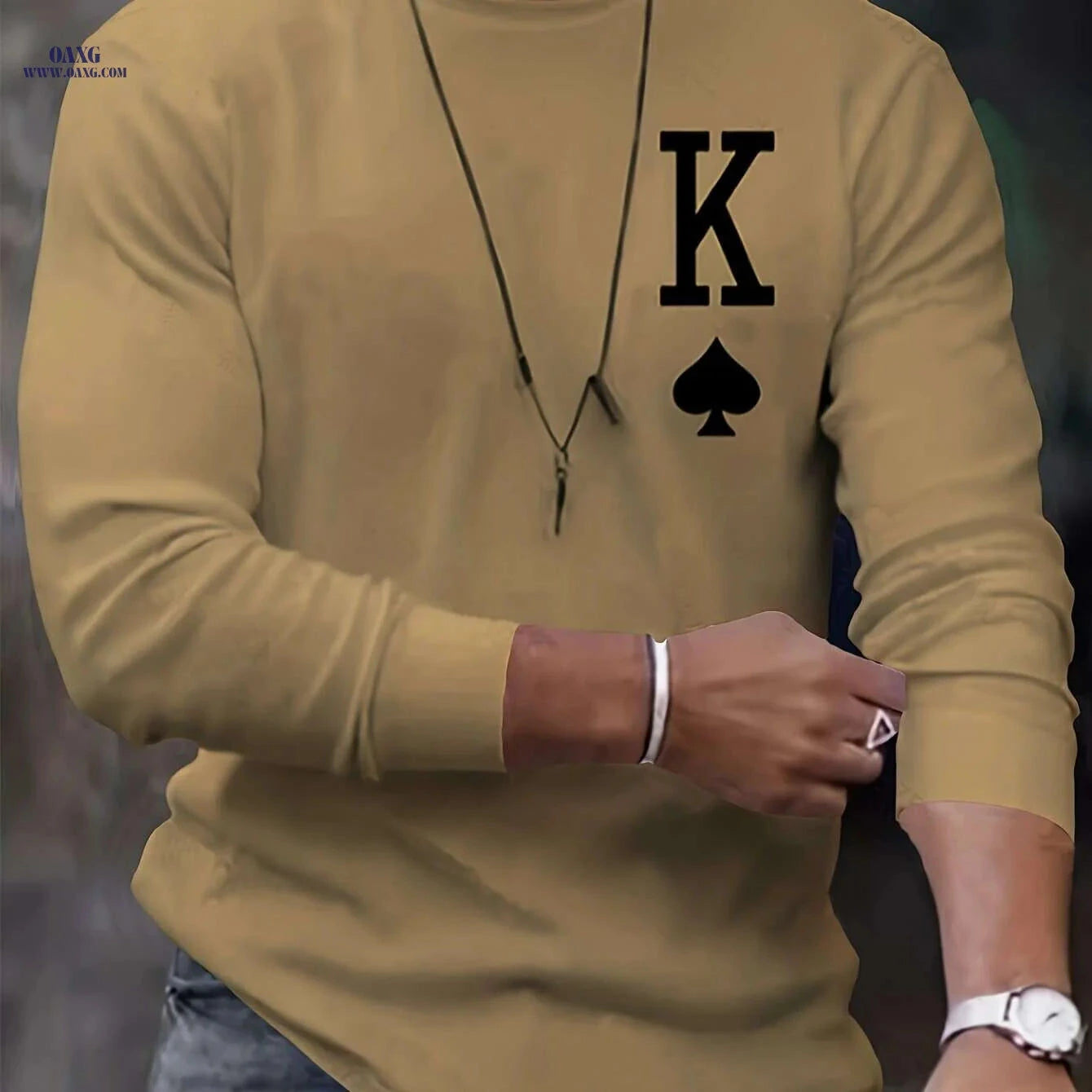 Oversized Mustard T-Shirt with K-King Print - Casual & Comfy Fit   OAXG White / S