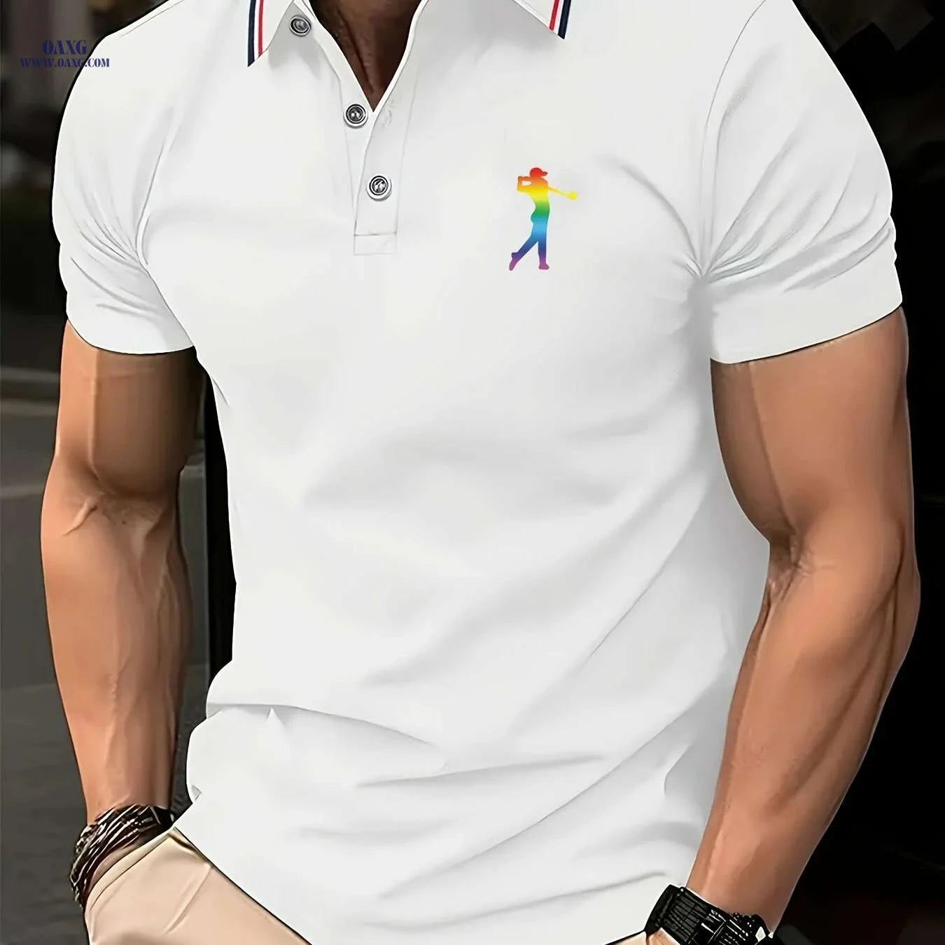 PALISBURTON Men's Red Golf Polo Shirt - Casual Short Sleeve Fit   OAXG 