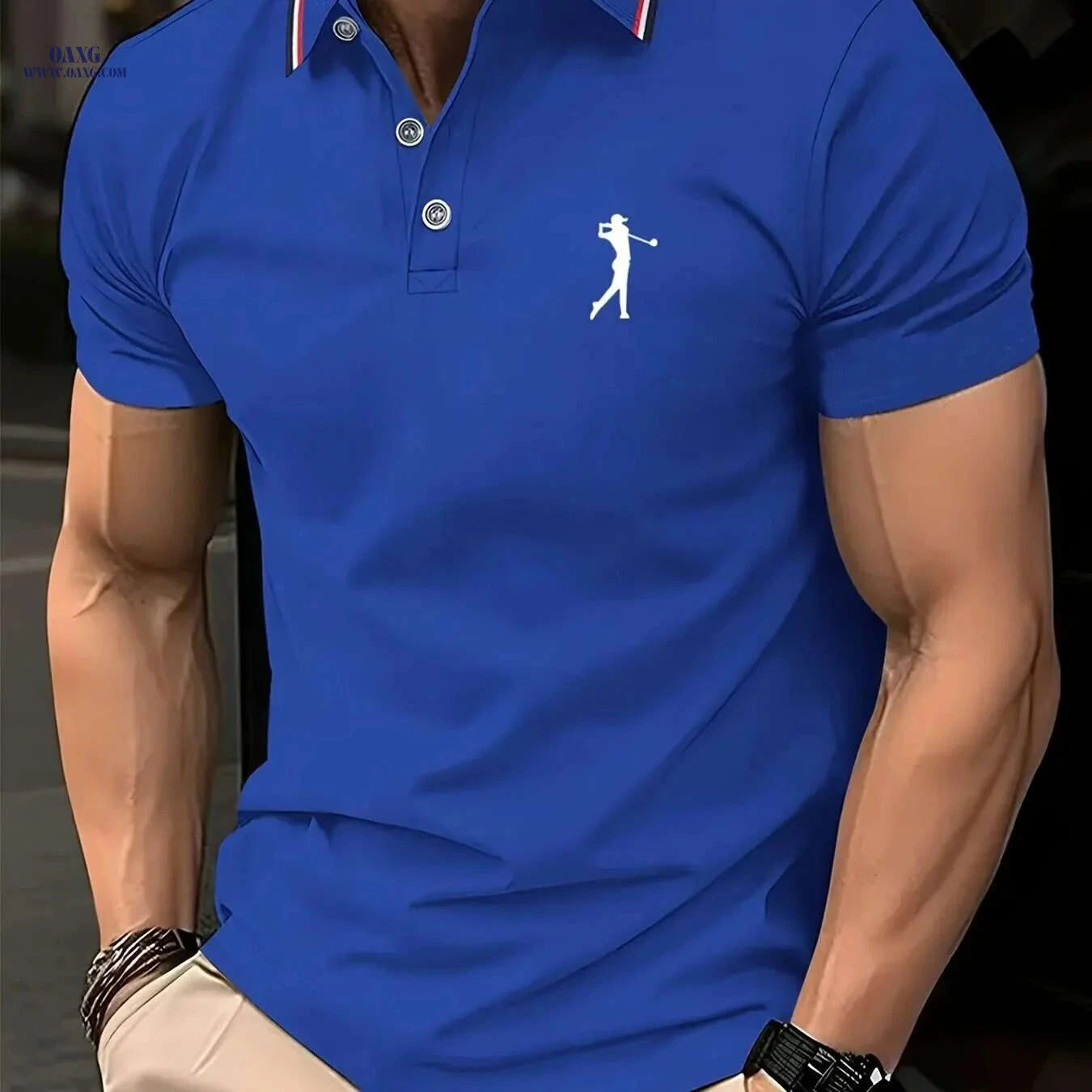 PALISBURTON Men's Red Golf Polo Shirt - Casual Short Sleeve Fit   OAXG 