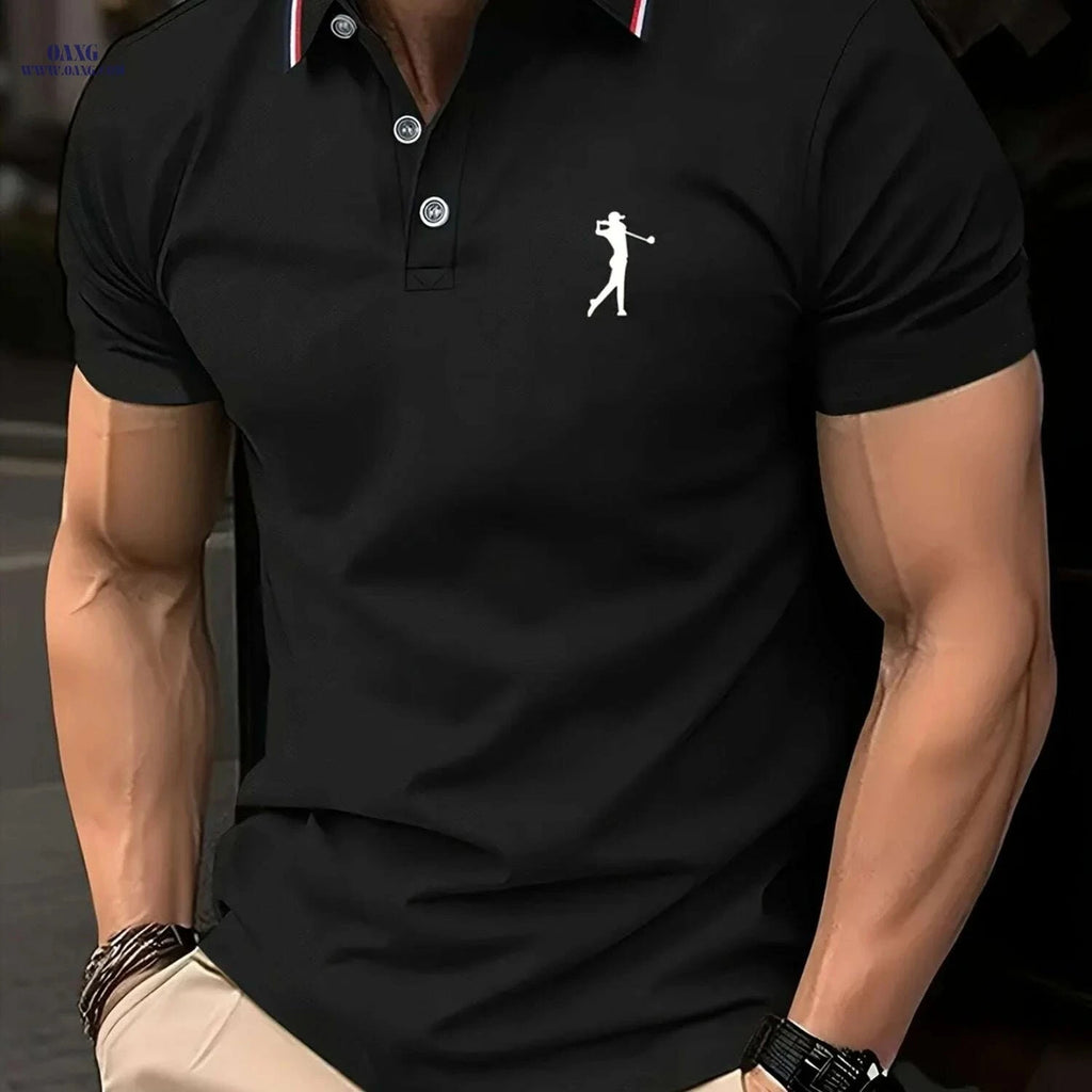 PALISBURTON Men's Red Golf Polo Shirt - Casual Short Sleeve Fit   OAXG 