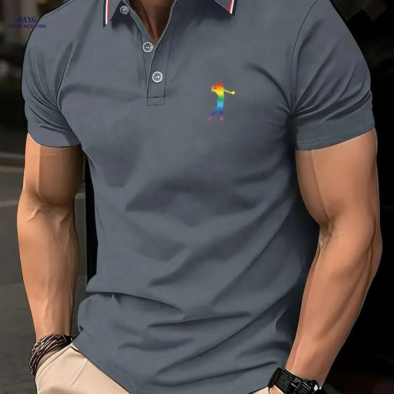 PALISBURTON Men's Red Golf Polo Shirt - Casual Short Sleeve Fit   OAXG 