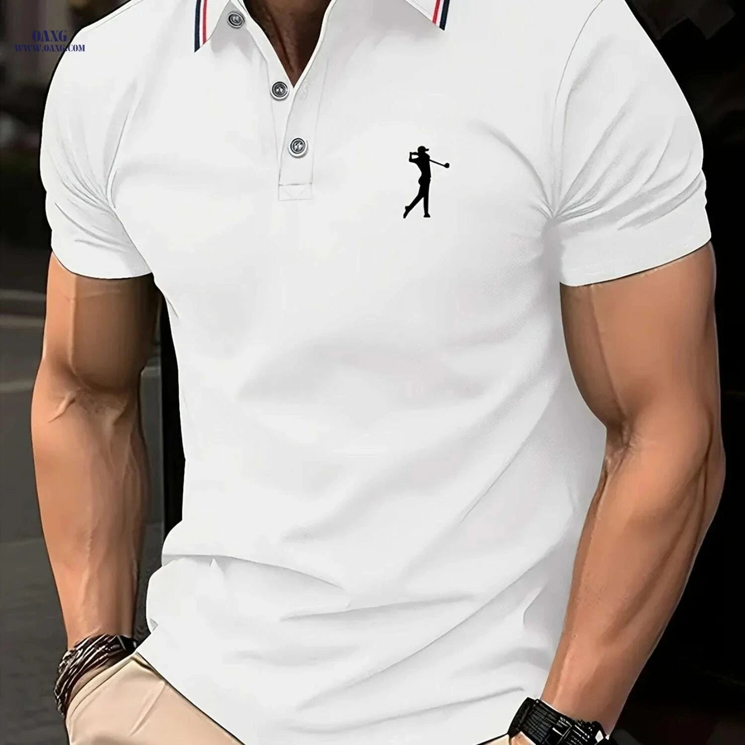 PALISBURTON Men's Red Golf Polo Shirt - Casual Short Sleeve Fit   OAXG 