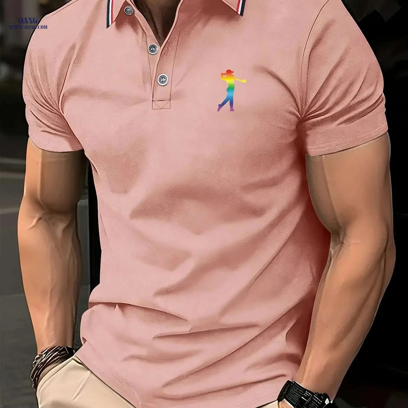 PALISBURTON Men's Red Golf Polo Shirt - Casual Short Sleeve Fit   OAXG Black / XS