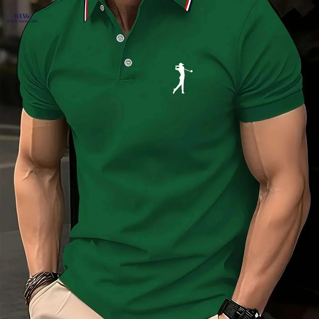 PALISBURTON Men's Red Golf Polo Shirt - Casual Short Sleeve Fit   OAXG 