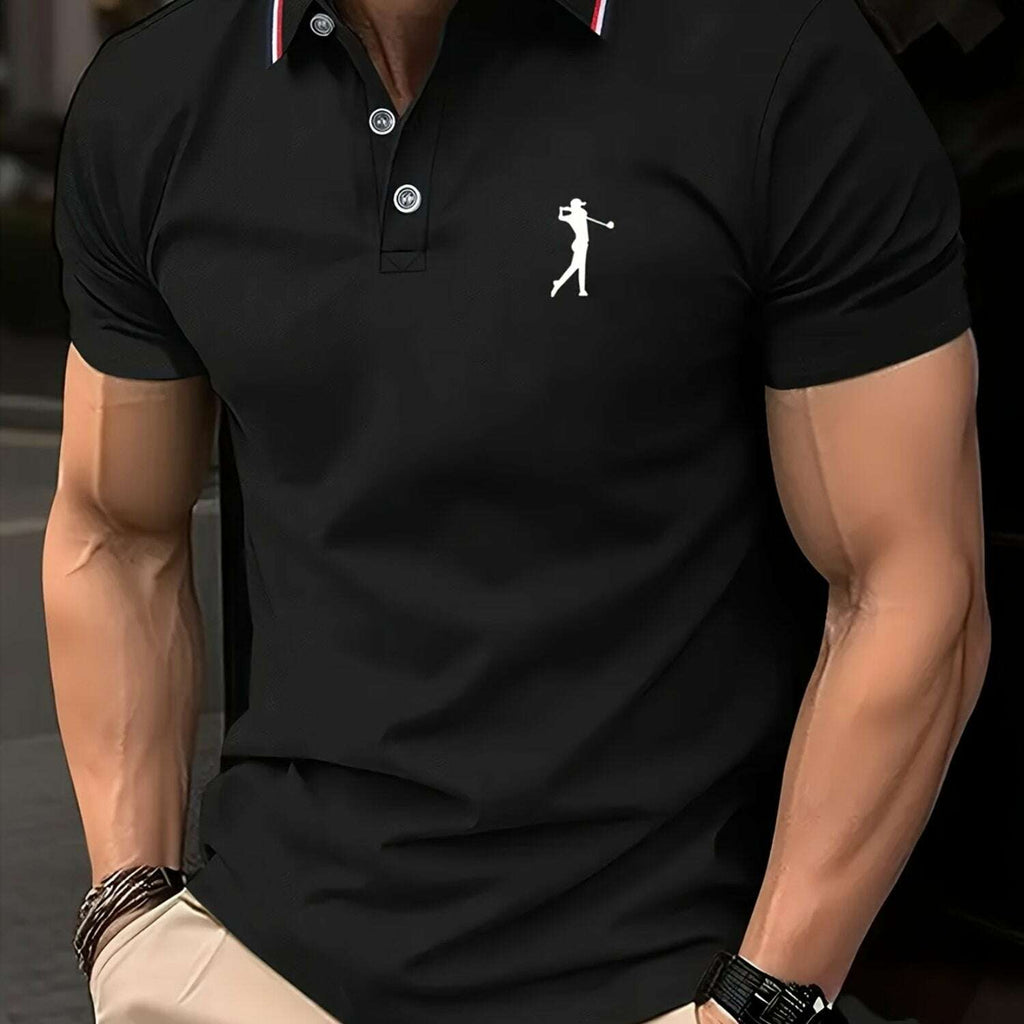 PALISBURTON Men's Red Golf Polo Shirt - Casual Short Sleeve Fit   OAXG 