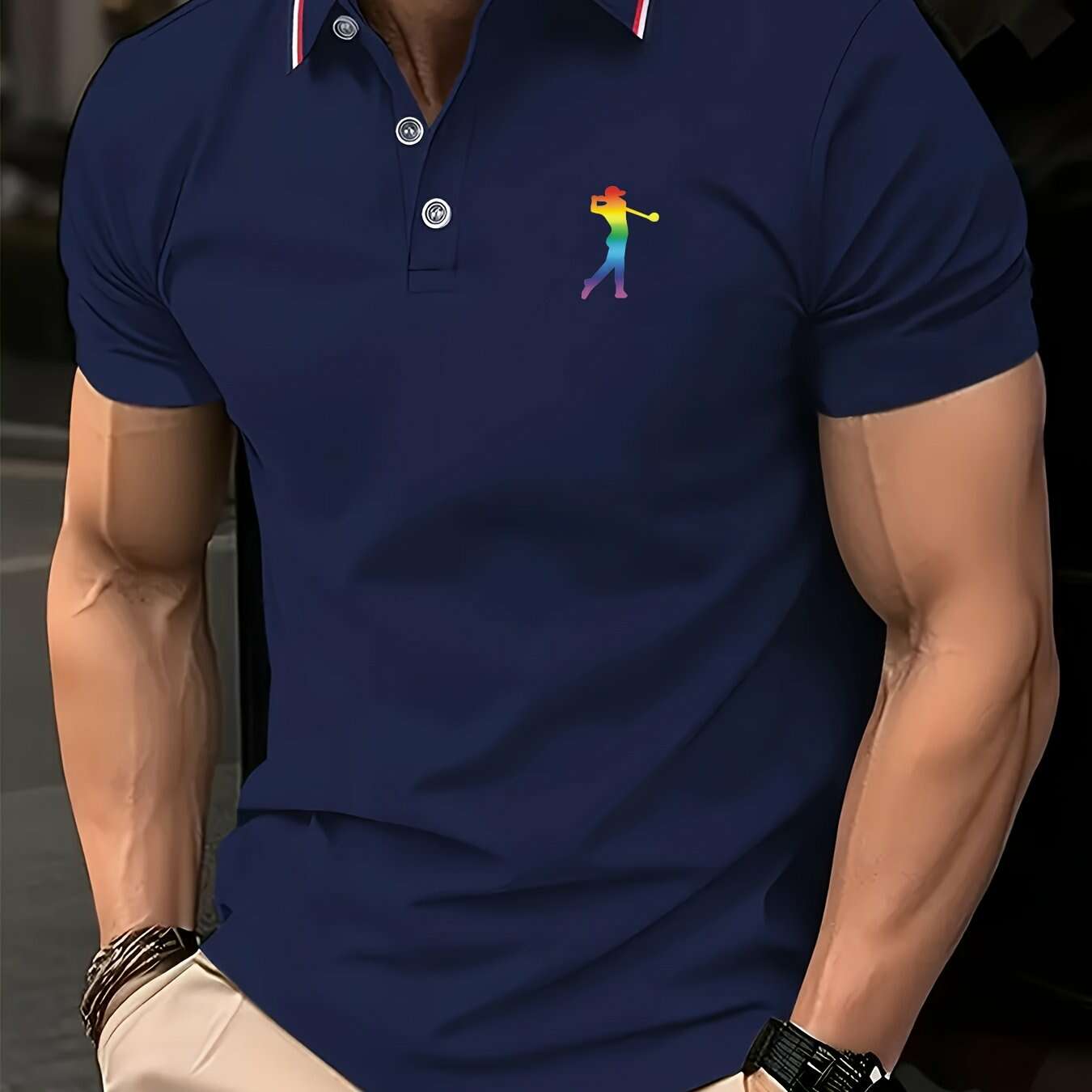 PALISBURTON Men's Red Golf Polo Shirt - Casual Short Sleeve Fit   OAXG 
