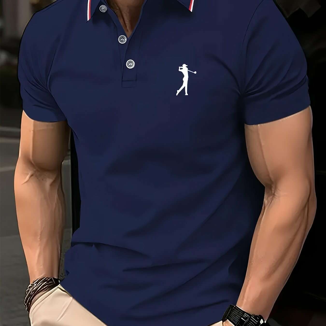 PALISBURTON Men's Red Golf Polo Shirt - Casual Short Sleeve Fit   OAXG 