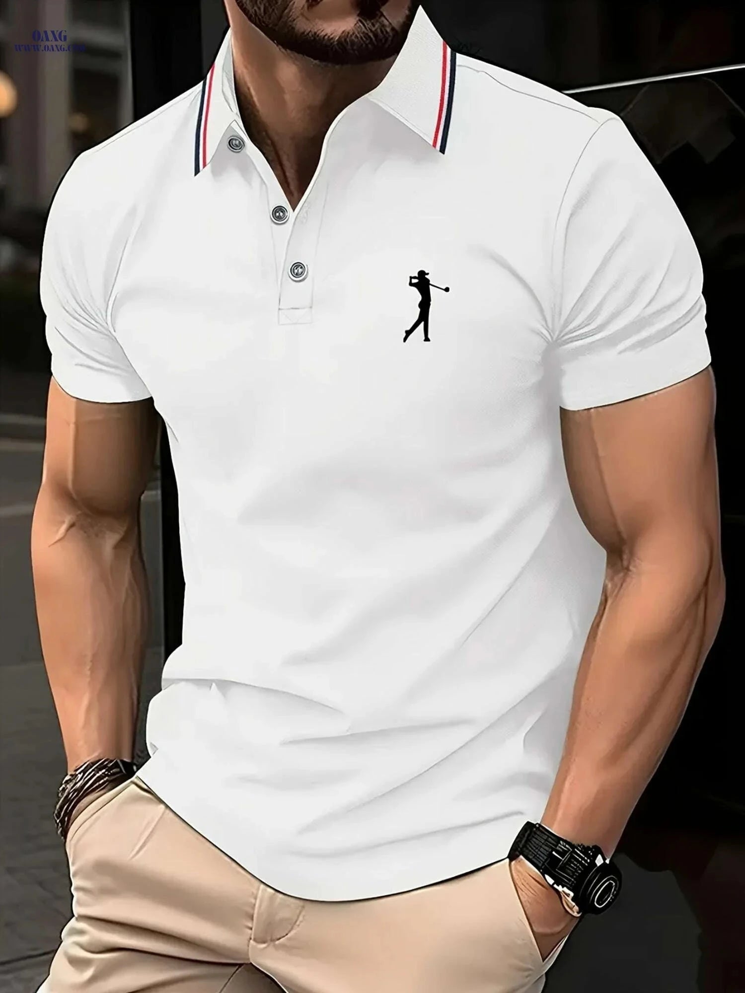 PALISBURTON Men's Red Golf Polo Shirt - Casual Short Sleeve Fit   OAXG 