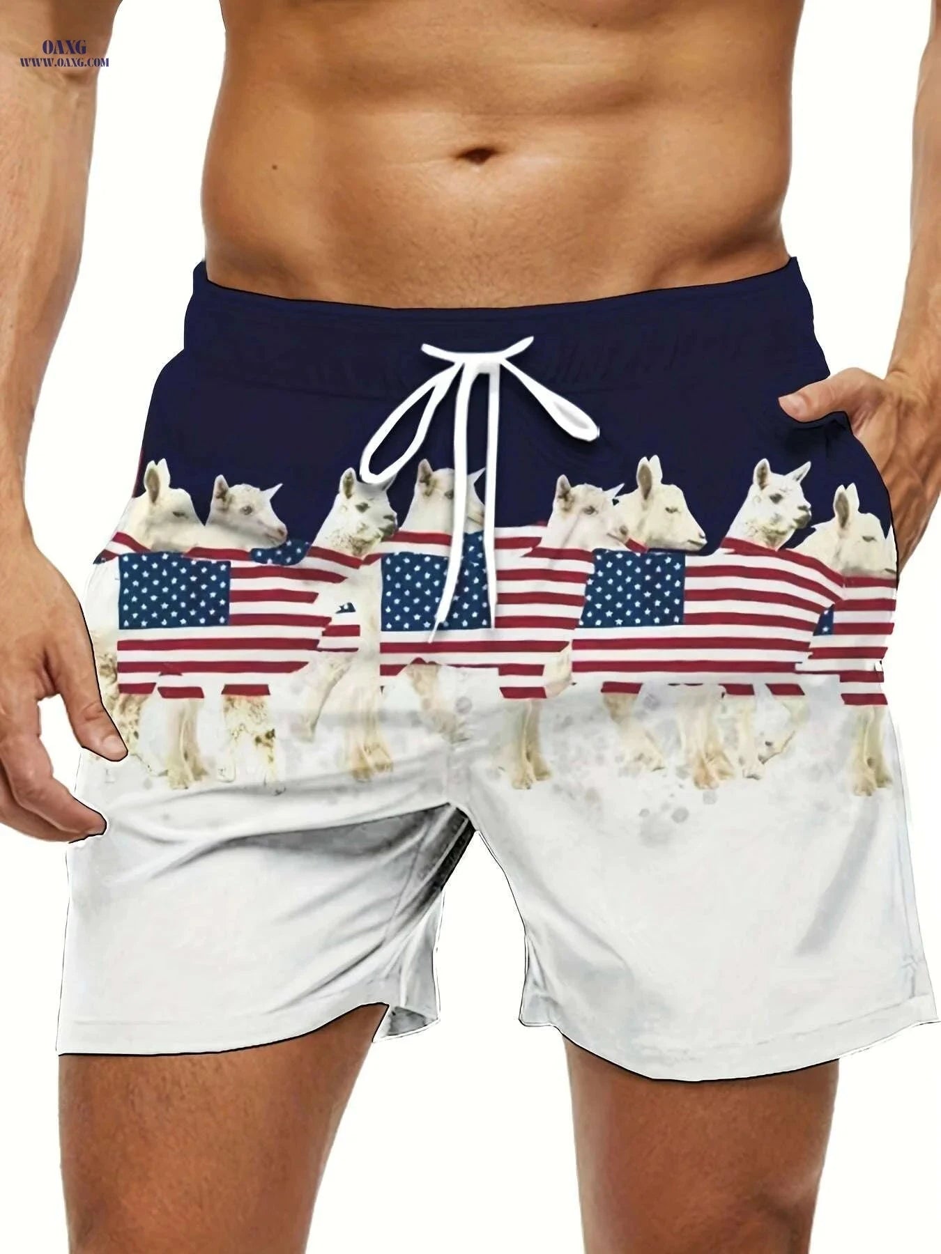 Patriotic American Flag Shorts - Casual Men's Summer Wear, Machine Washable   OAXG Black / S